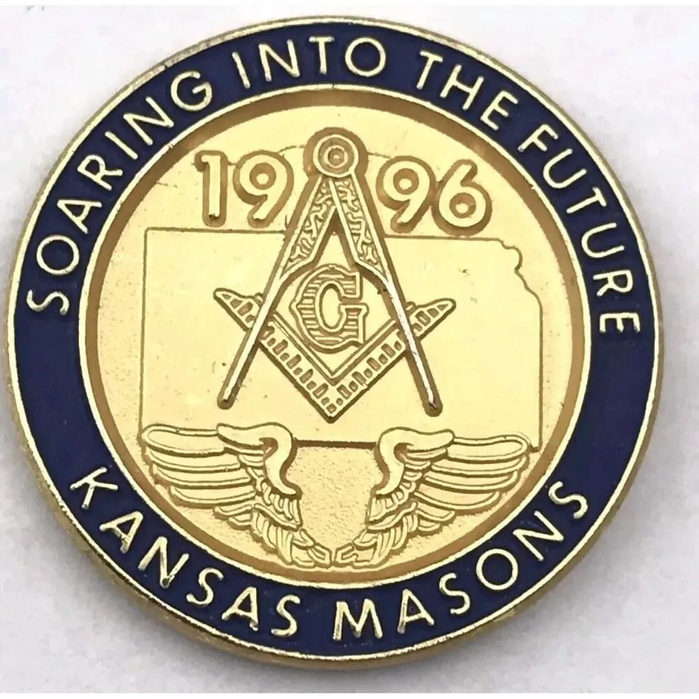 Kansas Masons Masonic Pin 1996 Vintage Kansas State Outline Collectible